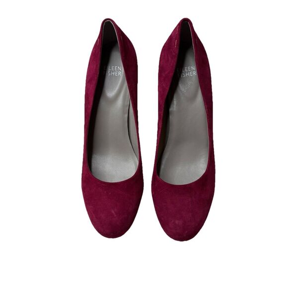 Eileen Fisher Maroon Merlot Suede High Heel Pumps Size 8.5 Women's Office Party - Picture 1 of 9